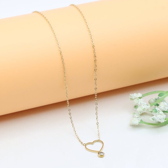 Delicate Yellow Heart Pendant Necklace with Adjustable Chain, XPNL0364 - Picture 2 of 13